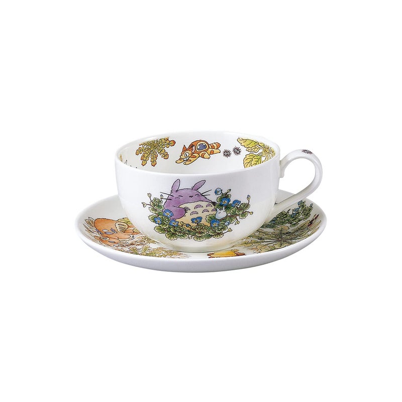 Noritake T97285A/4660-1 My Neighbor Totoro Milk Tea Cup & Saucer, 11.8 fl oz (325 cc), Large Dog Fuguri, Microwave Safe, 1 Guest, Bone China - Image 1
